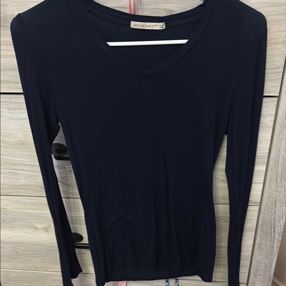 Active Basic Women's Dark Blue V-Neck Blouse